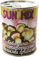 ГОВЯДИНА ПОСТАРОРУССКИ С БЕЛЫМИ ГРИБАМИ SUN MIX 338 г